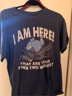 Disney Blue Graphic Tee with Genie "I AM HERE!"